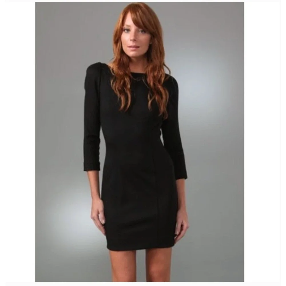 Diane von Furstenberg Arita Black Puff Sleeve Mini Dress‎ Size 12